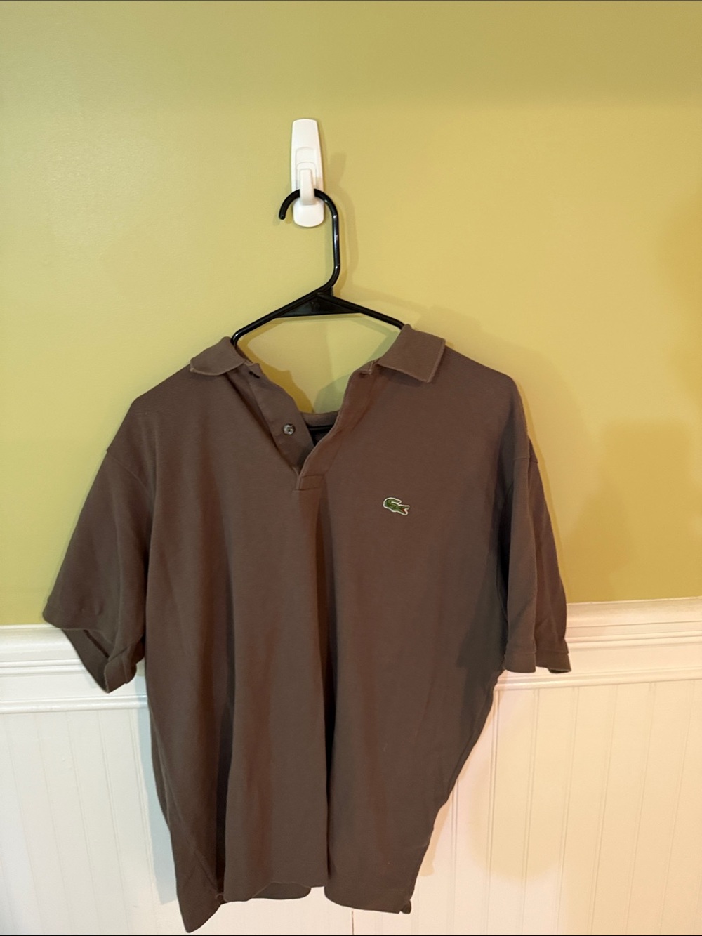 Lacoste Men's Size XL Chocolate Brown Polo with Green Crocodile